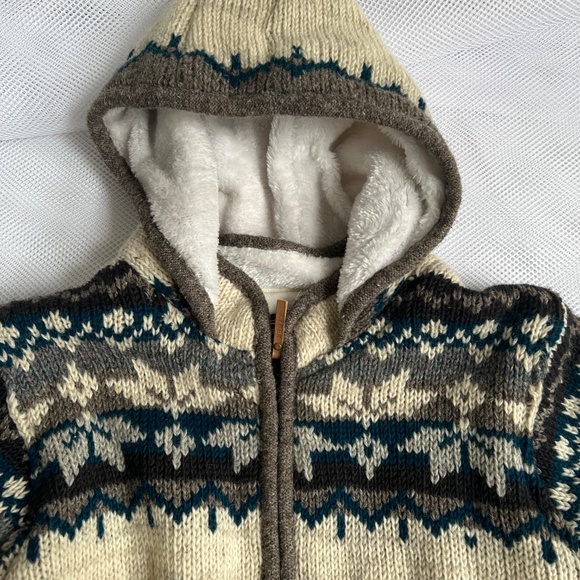 Kyber Outerwear Sweater Jacket Wool Knit Hood Feece Lined Size L Full Zipper - Picture 6 of 7